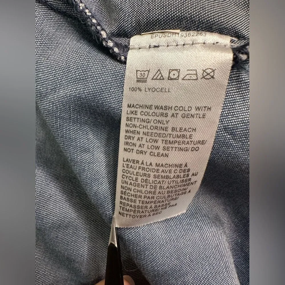 Pure Navy Lightweight Denim Button-Up Shirt 100% Lyocell Size Small Chambray Top - Picture 9 of 12